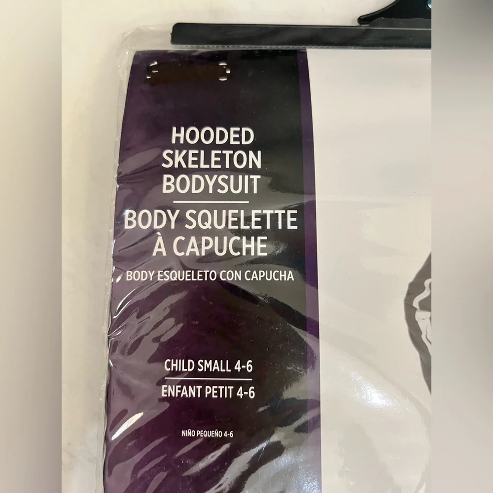 Black Skeleton Hooded Bodysuit Costume for Kids